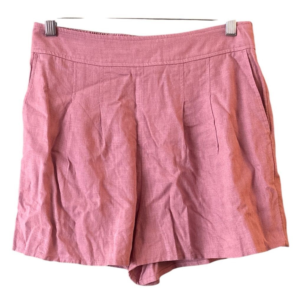 Express Pull On Dusty Pink Linen Blend High Waist Shorts Sz S